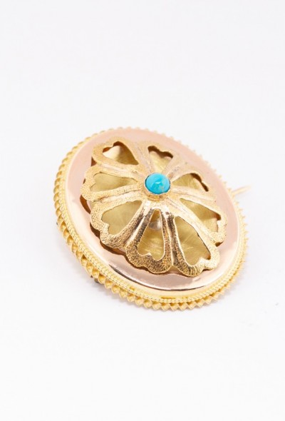 Antieke gouden broche met turkoois