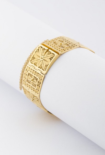 Gouden filigrain schakel armband