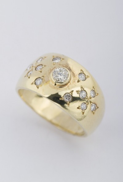 Gouden band ring met briljanten