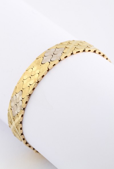 Wit/geel gouden schakel armband