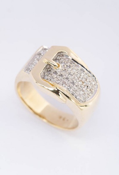 Gouden gesp ring met diamanten