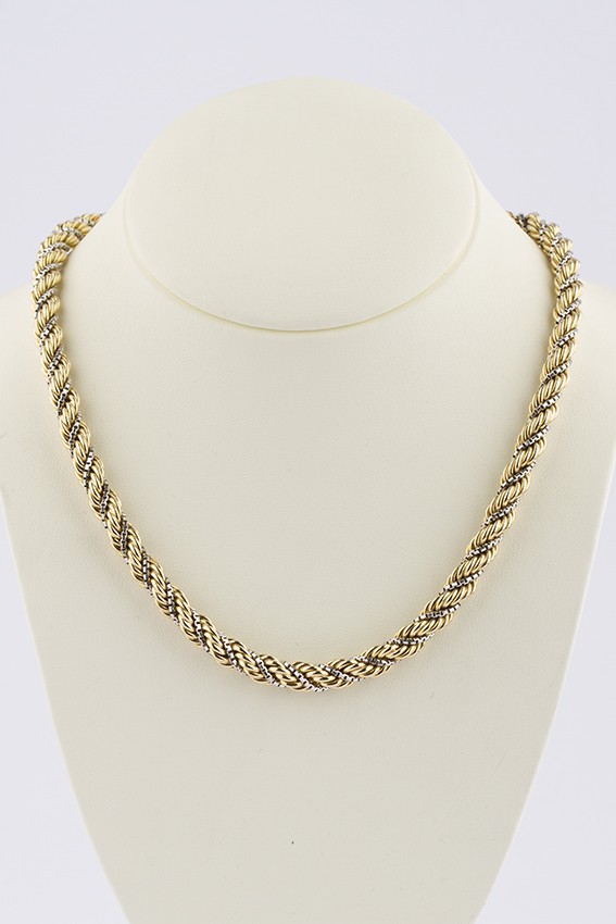 Wit/geel gouden koord collier