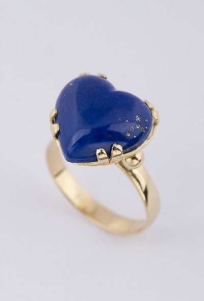 Gouden ring met hart geslepen Lapis Lazuli