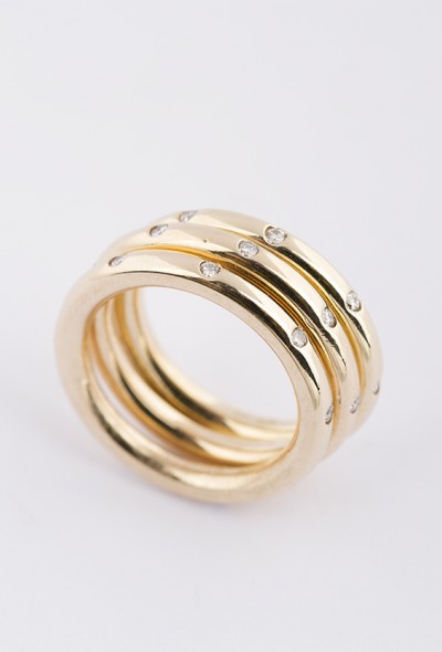3 stuks gouden alliance ringen met briljant