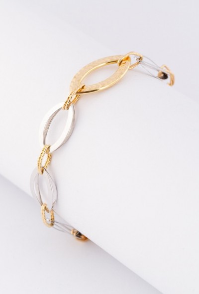 wit/geel gouden schakel armband