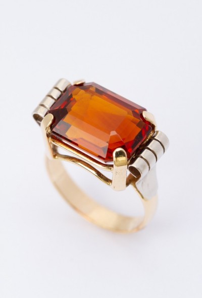 Gouden bi-color ring met citrien (50-er jaren)