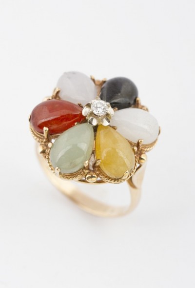 Gouden cocktail ring met edelstenen