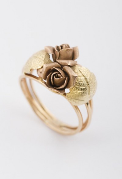 Gouden bi-color roos ring