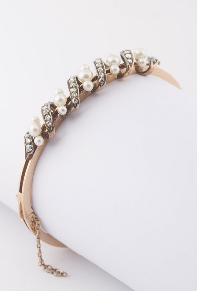 Antieke gouden armband met parels en diamant