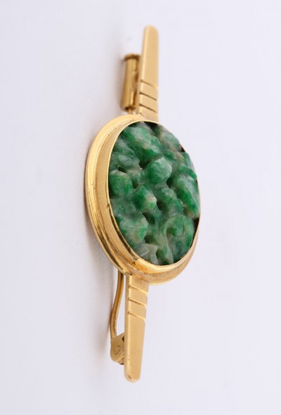 Gouden broche met jade