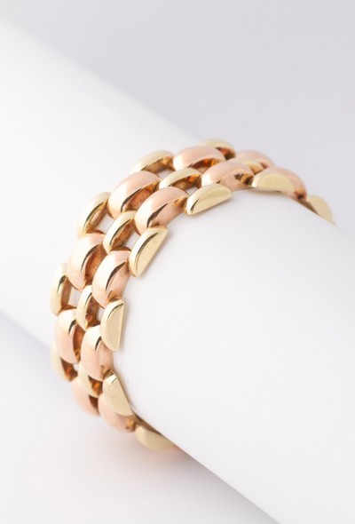 Gouden bi-color schakel armband