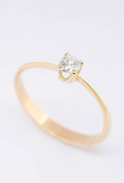 Gouden solitair ring met briljant (0.25 ct)