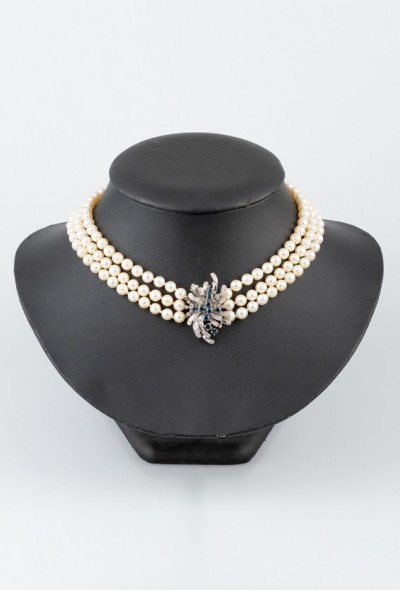 3-strengs cultive parel collier