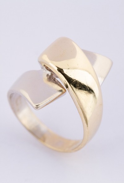 Wit/geel gouden slag ring