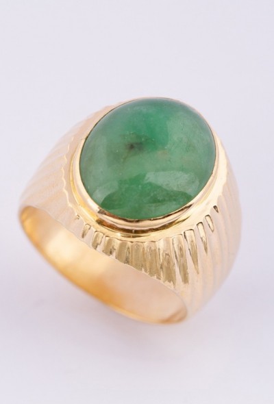 Gouden heren ring met jade