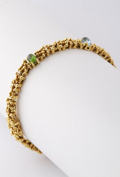 18 krt gouden armband met diverse edelstenen