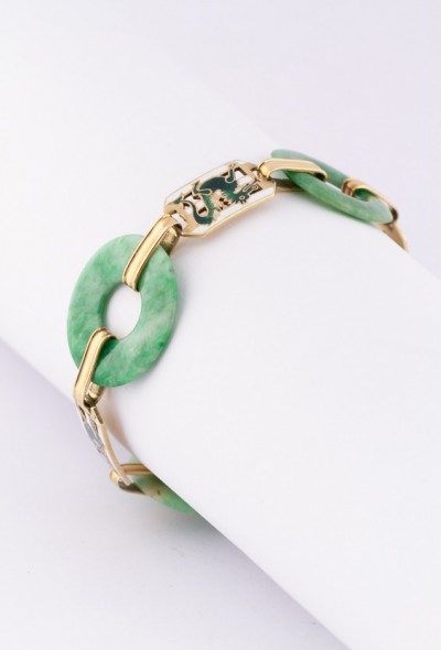 Gouden armband met jade en emaille