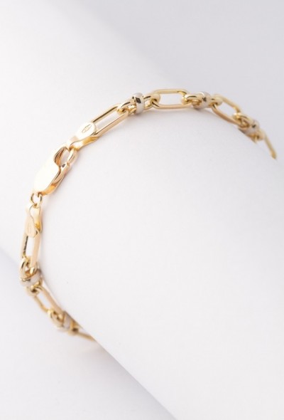 Wit/geel gouden schakel armband