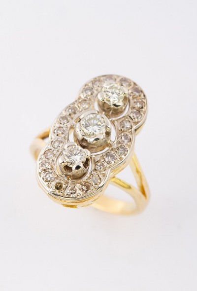 Gouden prinsessen ring met briljant en diamant