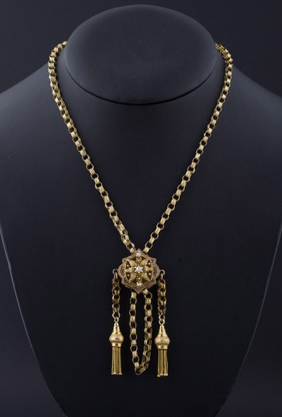 Antiek gouden schuifjes collier