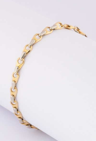 18 krt. wit/geel gouden massieve schakel armband