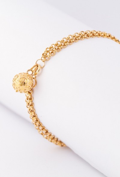 3-strengs gouden jasseron armband met gouden bol