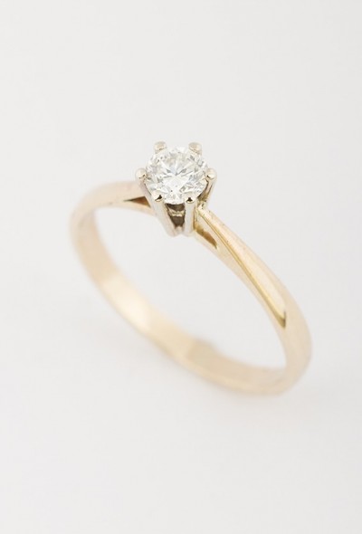 Gouden solitair ring met briljant 0.34 ct.