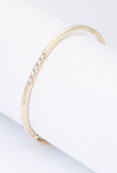 Gouden bangle met 5 briljanten (totaal ca. 0.50 ct.)