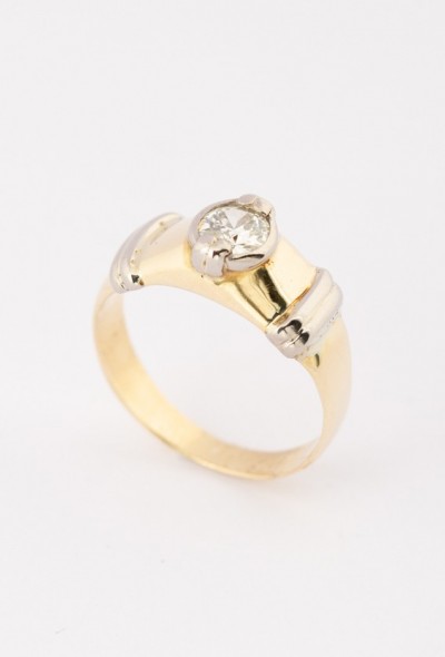Gouden bicolor ring met een briljant