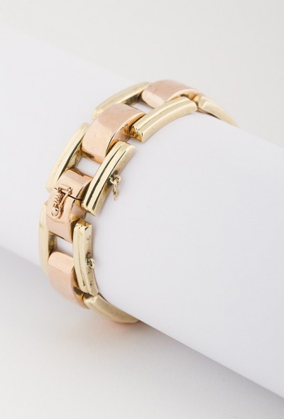 Gouden bi-color schakel armband