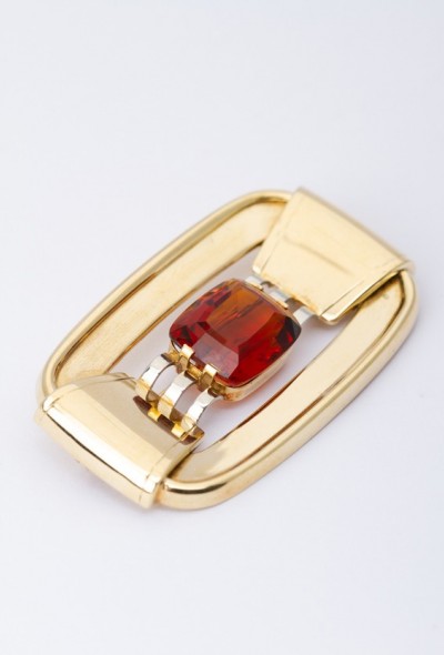 Gouden démodé (retro) broche met citrien