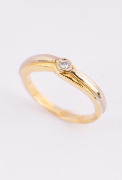 Wit/geel gouden ring met een briljant