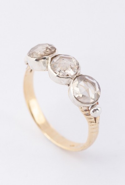 Antieke gouden rij ring met roos diamanten