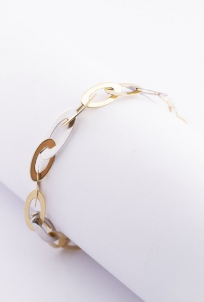 Wit/geel gouden schakel armband