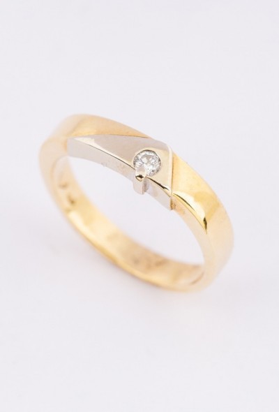 Wit/geel gouden ring met een briljant