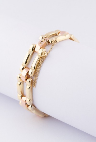 Gouden bi-color schakel armband