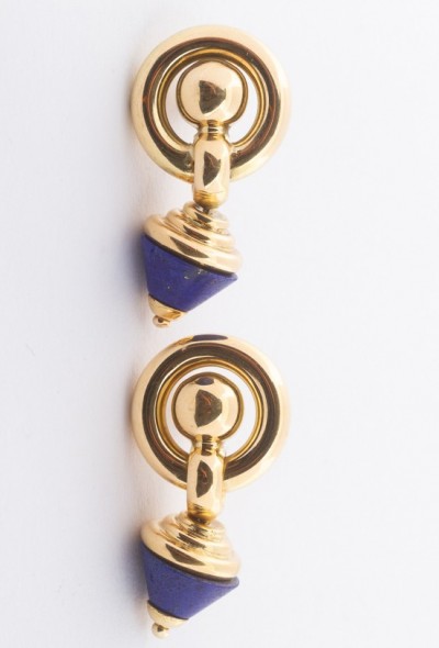 Gouden oorhangers met lapis lazuli