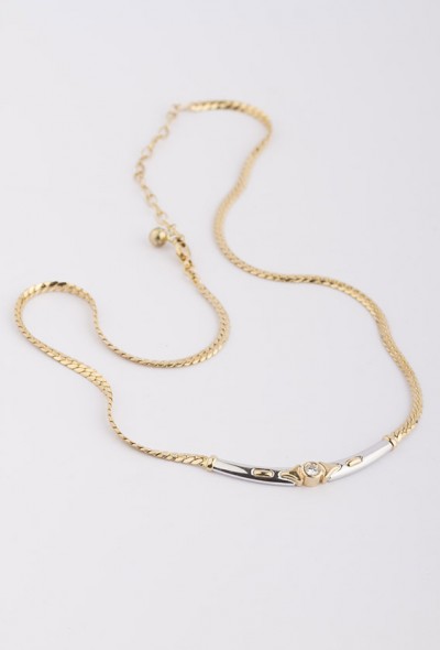 Wit/geel gouden collier van Le Chic met briljant