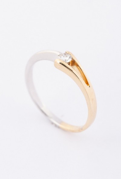 Wit/geel gouden ring met een briljant, Le Chic