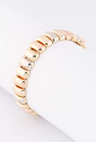 Gouden tri-color schakel armband