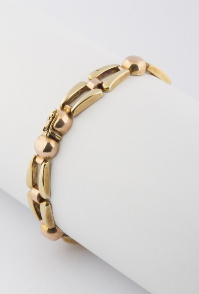 Gouden bi-color schakel armband