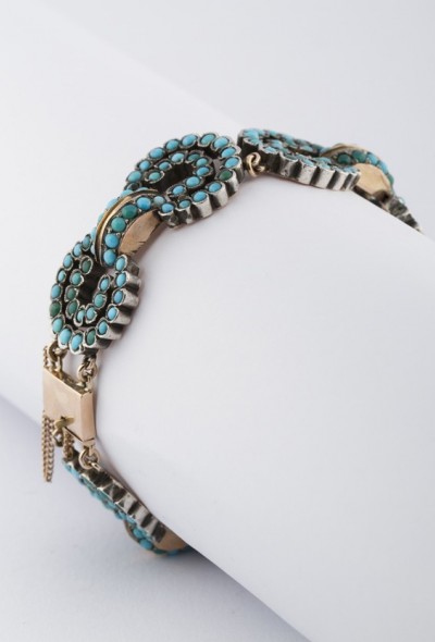 Antieke 8 krt. armband met turkoois