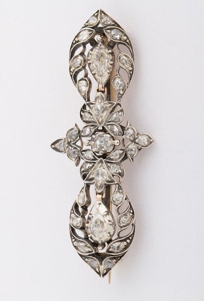 Antieke gouden broche met diamanten