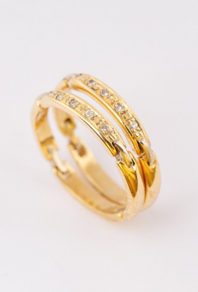 Wit/geel gouden aanschuif schakel ringen met in briljanten