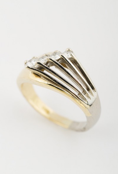 Wit/geel gouden ring met briljant