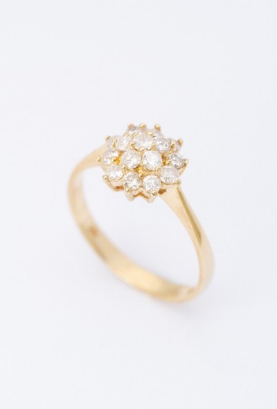Gouden dubbele entourage ring met 16 briljanten