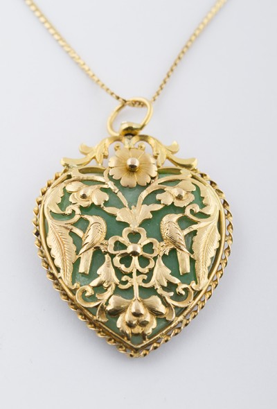 Gouden hart hanger met jade