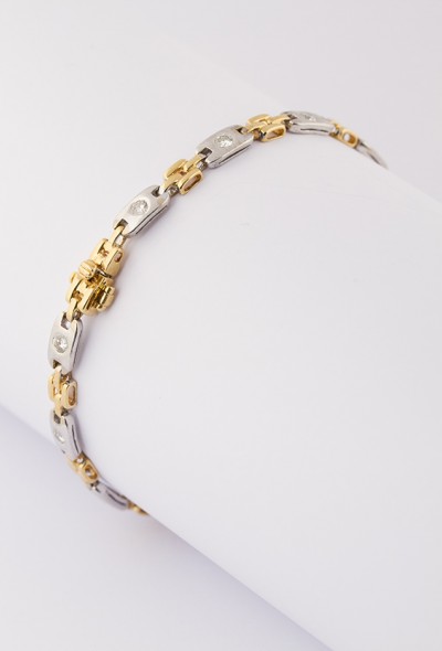 Wit/geel gouden armband met briljant