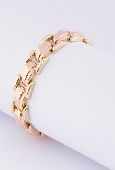 Gouden bi-color schakel armband