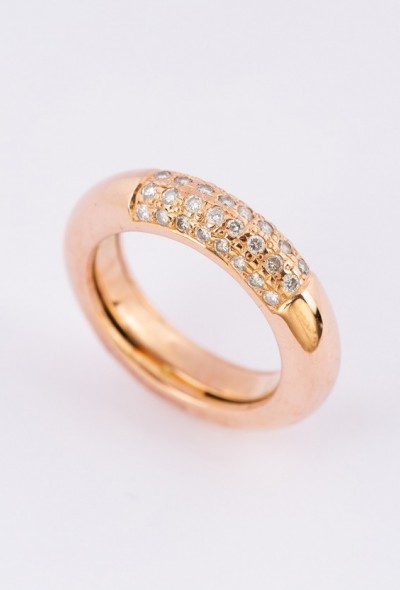 Gouden rosé band ring met 24 briljanten